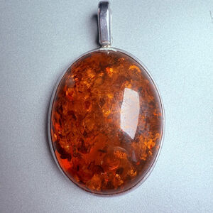 MASSIVE 53.21 CT Baltic Honey Amber Bypass Sterling Silver Oval VTG Pendant MCM